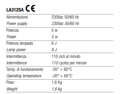 TECNOCONTROL LA312SA Lamp stroboscopic ATEX - 230V - steam