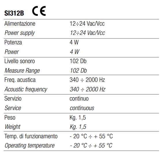 TECNOCONTROL SI312B Sirena antideflagrante certificata ATEX - 32 toni - 106 Db - 12/24 Vac/Vcc