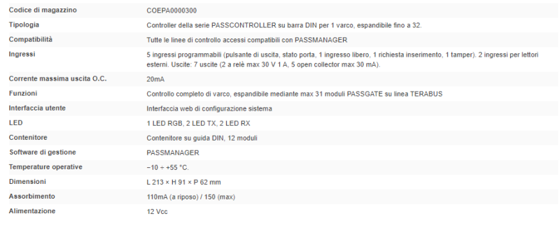 ELMO PASSCT02 PASSCONTROLLER controller on DIN rail for 1 gate