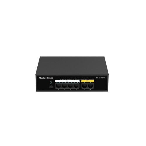 RUIJIE RG-ES106F-P 6-Port 100Mbps, 4 of the ports support PoE/PoE+ po