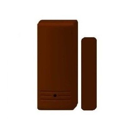 RISCO RWT72M868BRE Wireless transmitter with magnetic contact, lithium battery, supervised internal reed contact and external magnet input with state transmission Programmable response time up to 10 m/brown