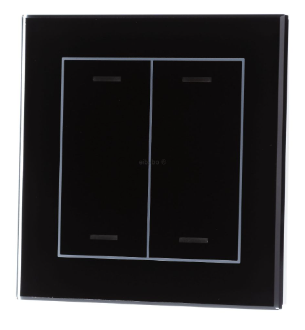 MDT BE-GTL2TS.01 EIB, KNX, pulsante di vetro II Lite 2 volte, RGBW, neutro, con sensore di temperatura, nero