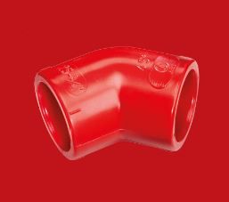 THERMOSTICK AA-E25-45R Curva 45 gradi in ABS di colore rosso. Diametro. 25 mm