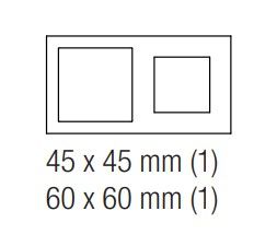 EKINEX EK-P2F-GB Placca doppia 1 finestra 45x45mm + 1 finestra 60x60mm 