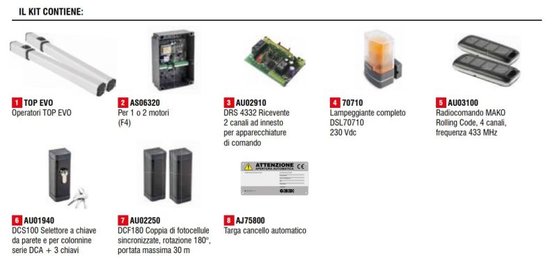 GIBIDI K441ER/B KIT TOP 441ER - KIT AUTOMAZIONE PER CANCELLI A BATTENTE