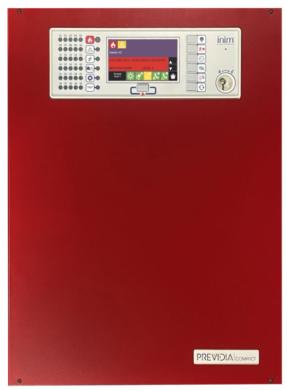 INIM INCENDIO PREVIDIA-C050LR Centrale rivelazione incendio analogica indirizzata equipaggiata con 1 LOOP - max 64 indirizzi - Colore Rosso