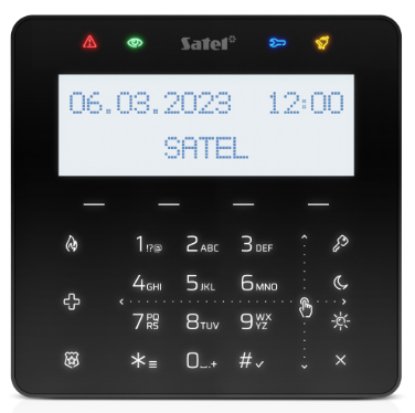 SATEL INT-KSG2R Touch sense LCD keypad with MIFARE proximity reader (for future use). Customizable screensavers and scenarios