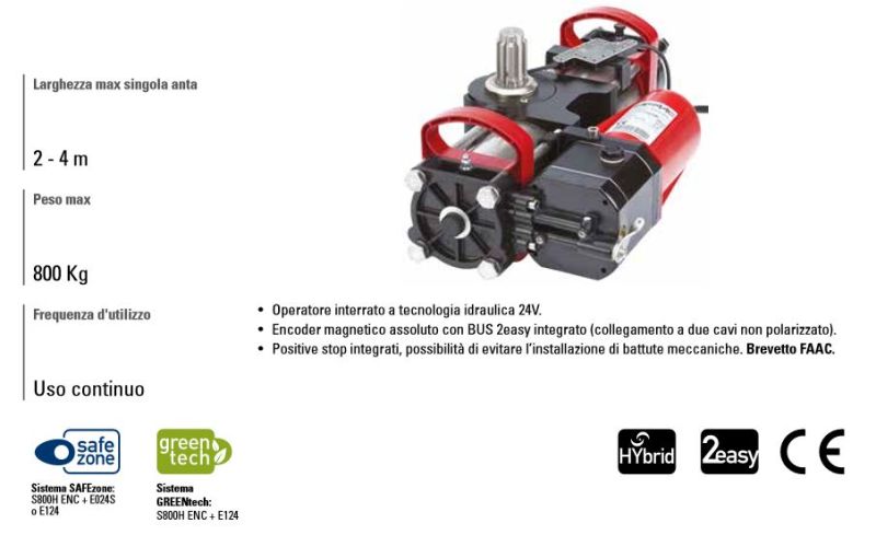 FAAC 108722 Attuatore Motore Interrato Cancello Ante Battente S800H CBAC 180° ENC