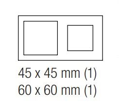 EKINEX EK-P2F-F Placca doppia 1 finestra 45x45mm + 1 finestra 60x60mm
