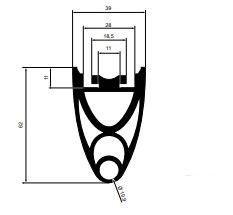 SOMMER 3677V000 Rubber profile (passive) - type GP62- for protection