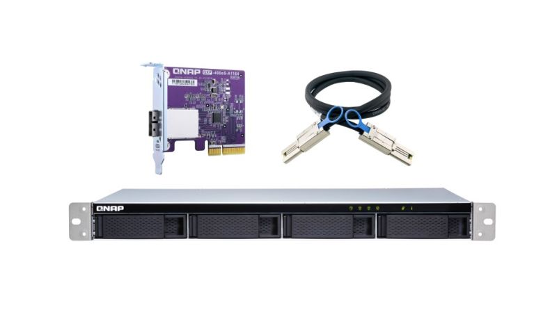 QNAP TL-R400S Alloggiamento di archiviazione SATA 6GB/s JBOD per montaggio su rack a profondità ridotta ad alte prestazioni