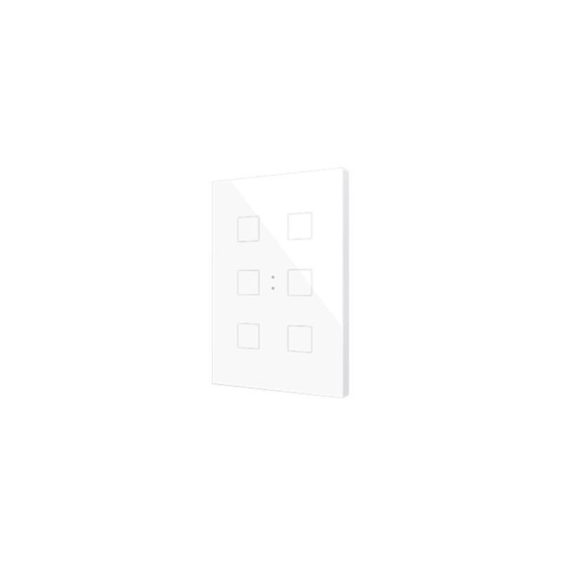 ZENNIO ZVIFXLX6W Customisable backlit capacitive touch switches in the Flat family with proximity sensor and flat design (9 mm) in XL format 6-button, white