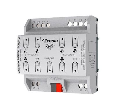 ZENNIO ZCL2FC2PV2 MAXinBOX FANCOIL 2CH2P v2 - Regolatore di fan coil per un massimo di 2 unità di fan coil a 2 tubi