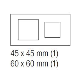 EKINEX EK-D2F-F Placca doppia 1 finestra 45X45mm + 1 finestra 60X60mm 