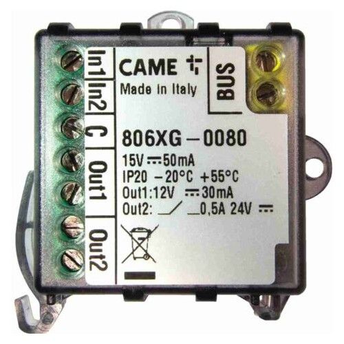CAME 806XG-0080 BUS MODULE 2 INPUTS AND 2 OUTPUTS