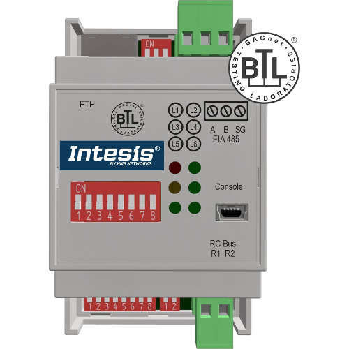 INBACPAN001R000 Intesis Gateway Panasonic ECOi e PACi a BACnet IP o MS/TP — 1 Unità Interna — Connessione via bus R1/R2