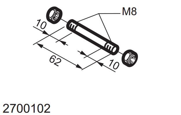 MINGARDI 2700102 Perno anteriore per versioni frangisole / Front pi