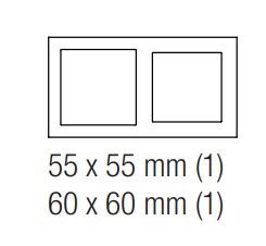 EKINEX EK-P2G-F Placca doppia 1 finestra 55x55mm + 1 finestra 60x60mm in NTM