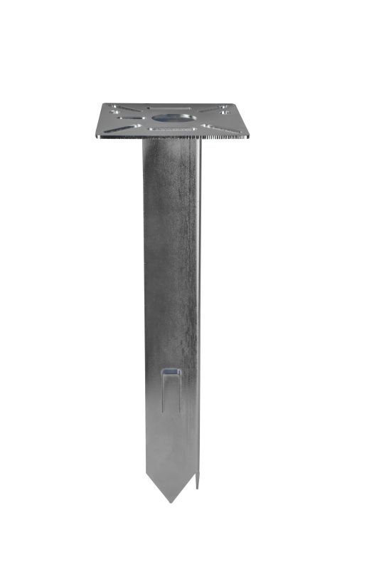 UNISTAB EL1212FZ Supporto base quadra 120x120x3mm - H. 370mm per infissione a terra - Zincato