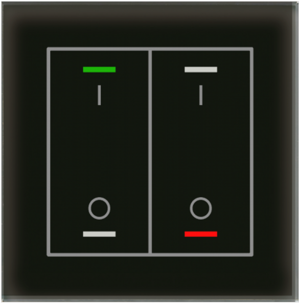 MDT BE-GTL2TS.B1 BE-GTL2TS.B1: pulsante in vetro II Lite 2 volte, RGBW, nero