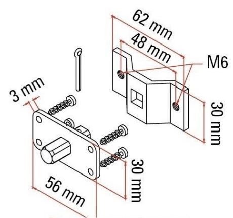 FAAC 132312 KIT STAFFA FORI FILETTATI + PERNO QUADRO CMS