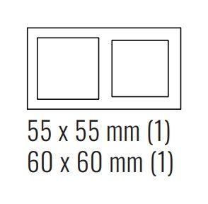 EKINEX EK-P2G-GA 2-gang plastic cover plate, 55x55mm + 60x60mm window