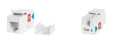 WP RACK WPC-KEY-3-90/WH Cat. 3 keystone jack, 6P4C, Dual IDC type, 90 degree,white color with dust cover