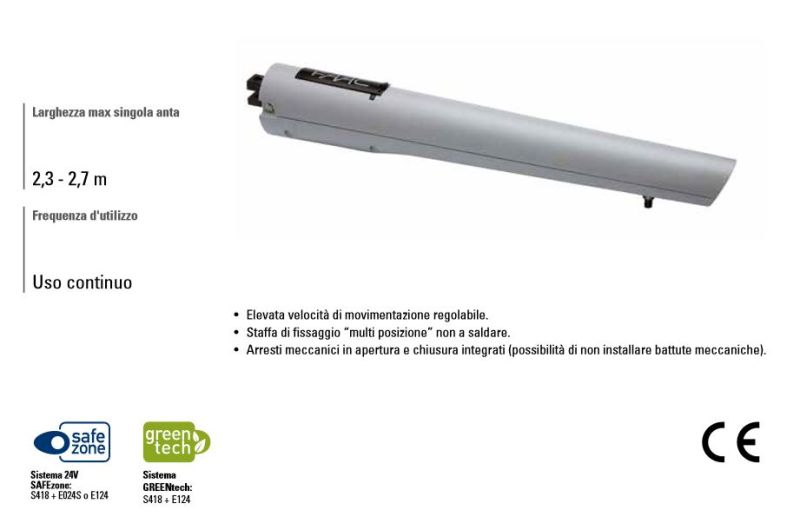 FAAC 104301 Operatore Motore Attuatore Per Cancello Ante Battente Handy S418 24V