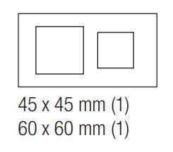 EKINEX EK-D2F-GB Placca doppia in alluminio 1 finestra 45X45 + 1 finestra 60X60