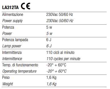 TECNOCONTROL LA312TA Lampeggiante stroboscopico ATEX - 230V - montaggio su tubo