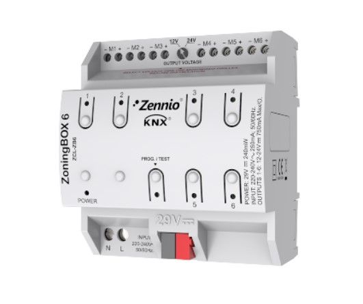 ZENNIO ZCL-ZB6 ZoningBOX 6 - Zoning ducted Air-Conditioning actuator for up to 6 zones