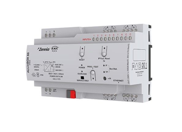 ZENNIO ZPR88 ALLinBOX 88 - Multifunction device with power supply, KNX-IP Interface, 8 outputs, 8 inputs and logical module