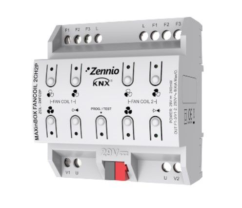 ZENNIO ZCL-2XFC2P MAXinBOX FANCOIL 2CH2P - Fan coil controller for up to 2 units of 2-pipes fan coil