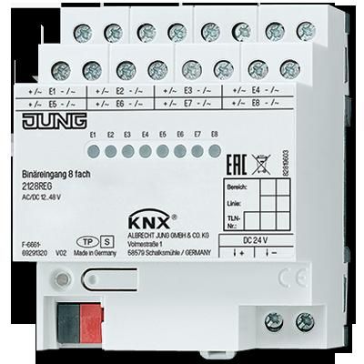 JUNG 2128REG KNX binary input - 8 24 V AC/DC inputs