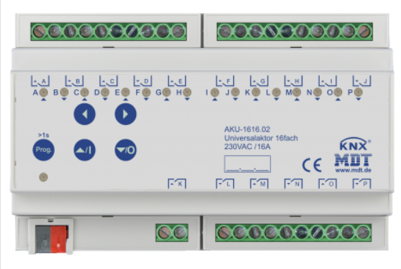 MDT AKU-1616.02 AKU-1616.02: Attuatore universale 16 volte, 16 A, 230 V CA