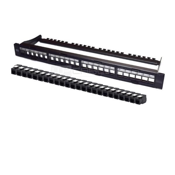 WP RACK WPC-PAN-6UP-24 24 PORT RJ45 CAT 6 UTP TOOLLESS MODULAR PATCH PANEL, 1U