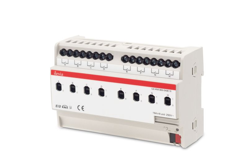 ILEVIA KNX ILE-KNX-B00-SA08.16 Attuatore di commutazione KNX, 8 canali 16 A