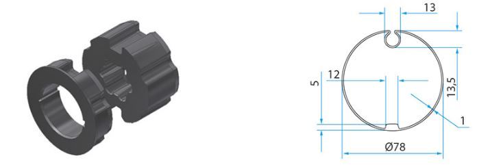 FAAC A4505_0521S TM2 AD45 - Adattatore per tubo tondo 78mm 