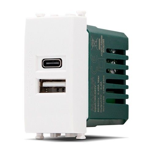 MT DISTRIBUZIONE 633N Presa USB 2.4A A+C T2-Gem 633N Nero