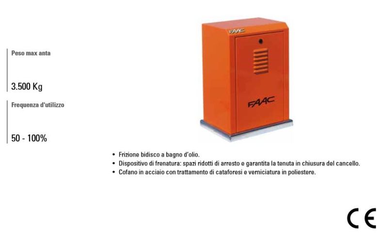 FAAC 109885 MOTORIDUTTORE 884 (3.500 KG) 400V.