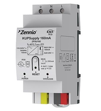 ZENNIO ZPSU160 KUPSupply 160mA - KNX Universal power supply 160 mA with additional output (Max. 250 mA)