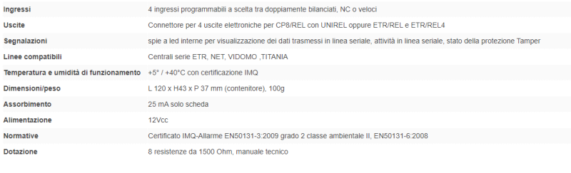 ELMO RIVERMINI4 Concentratore a 4 ingressi cablati con connettore per 4 uscite elettroniche
