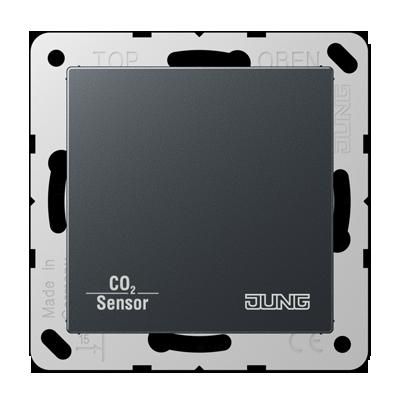 JUNG CO2A2178BFANM KNX room thermostat with CO2 and air humidity sensor with integrated bus coupler and button interface - 2 channels - matt anthracite