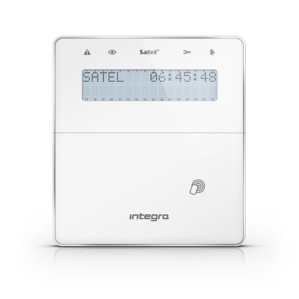 SATEL INT-KWRL2-WSW Wireless LCD keypad with proximity reader and door - ABAX 2 series - white colour. Also available in colors - silver (INT-KWRL2-SSW) and black (INT-KWRL2-BSB)