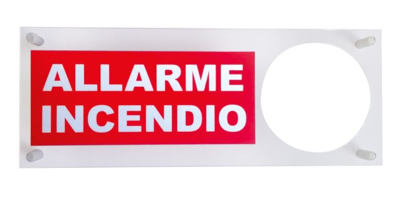 VIMO KLAMPSET9B Scritta Plexi con foro 120mm per sirena ALLARME INCENDIO 