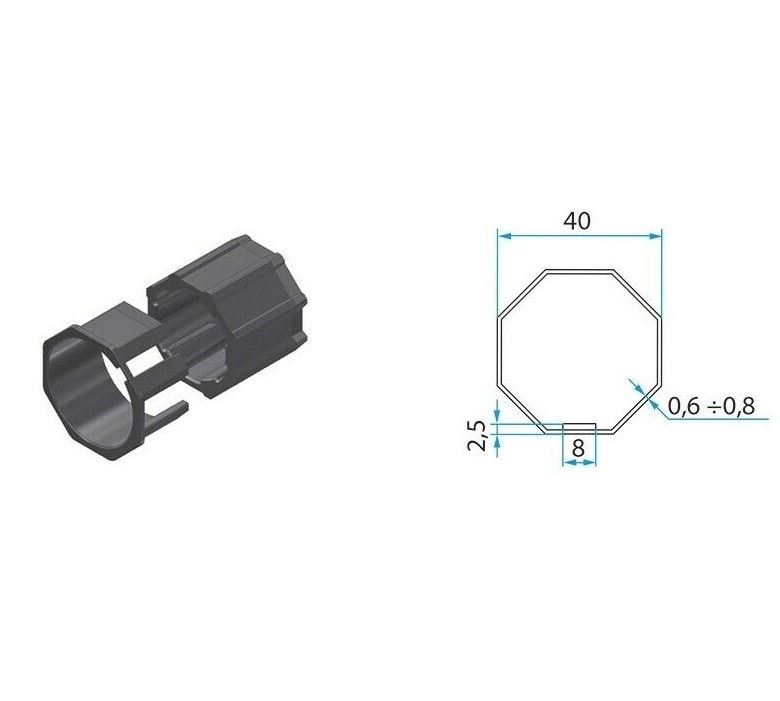 FAAC A3505_0502S TM2 AD35 - Adattatore Per Tubo Ottagonale 40MM
