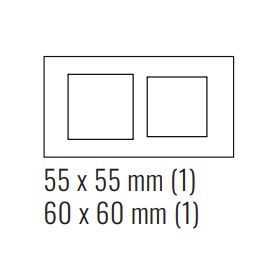 EKINEX EK-D2G-GA Placca doppia 1 finestra 55X55 + 1 finestra 60X60 in plastica