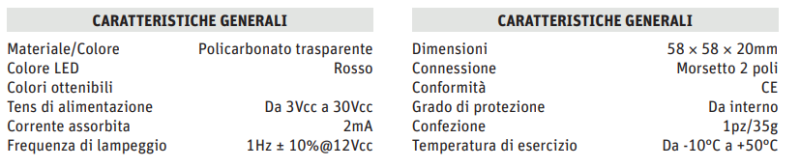 VIMO KROA601MR Segnalatore led 12-24V a luce fissa rosso