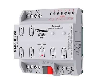 ZENNIO ZN1IO-MB66 MAXinBOX 66 - Attuatore multifunzione 6Out. 16A Carico C 6 In