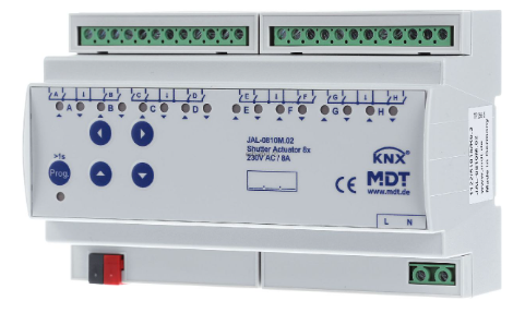 MDT JAL-0810M.02 KNX attuatore per veneziane 8 volte con misurazione del tempo di corsa